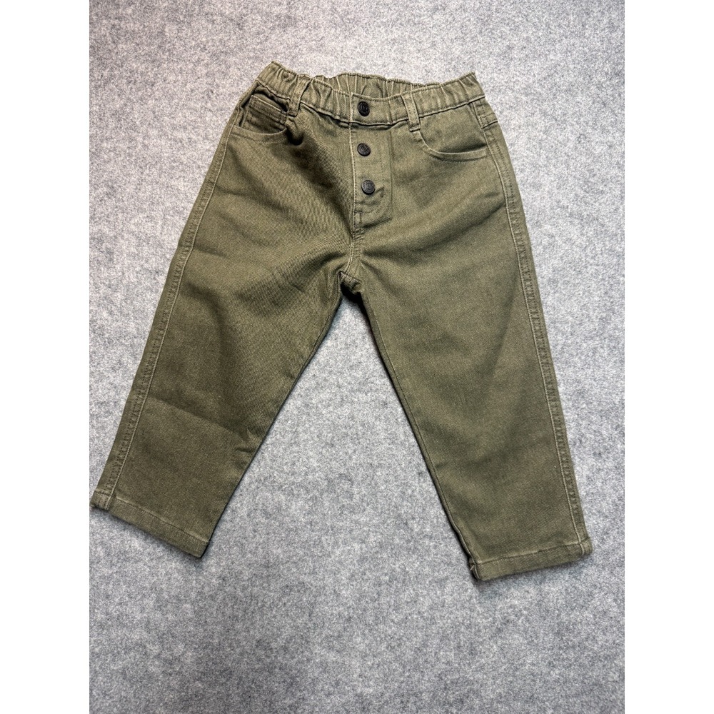 Easy-Peasy‎ Button Front Twill Pants 2T Olive Green Cotton Blend